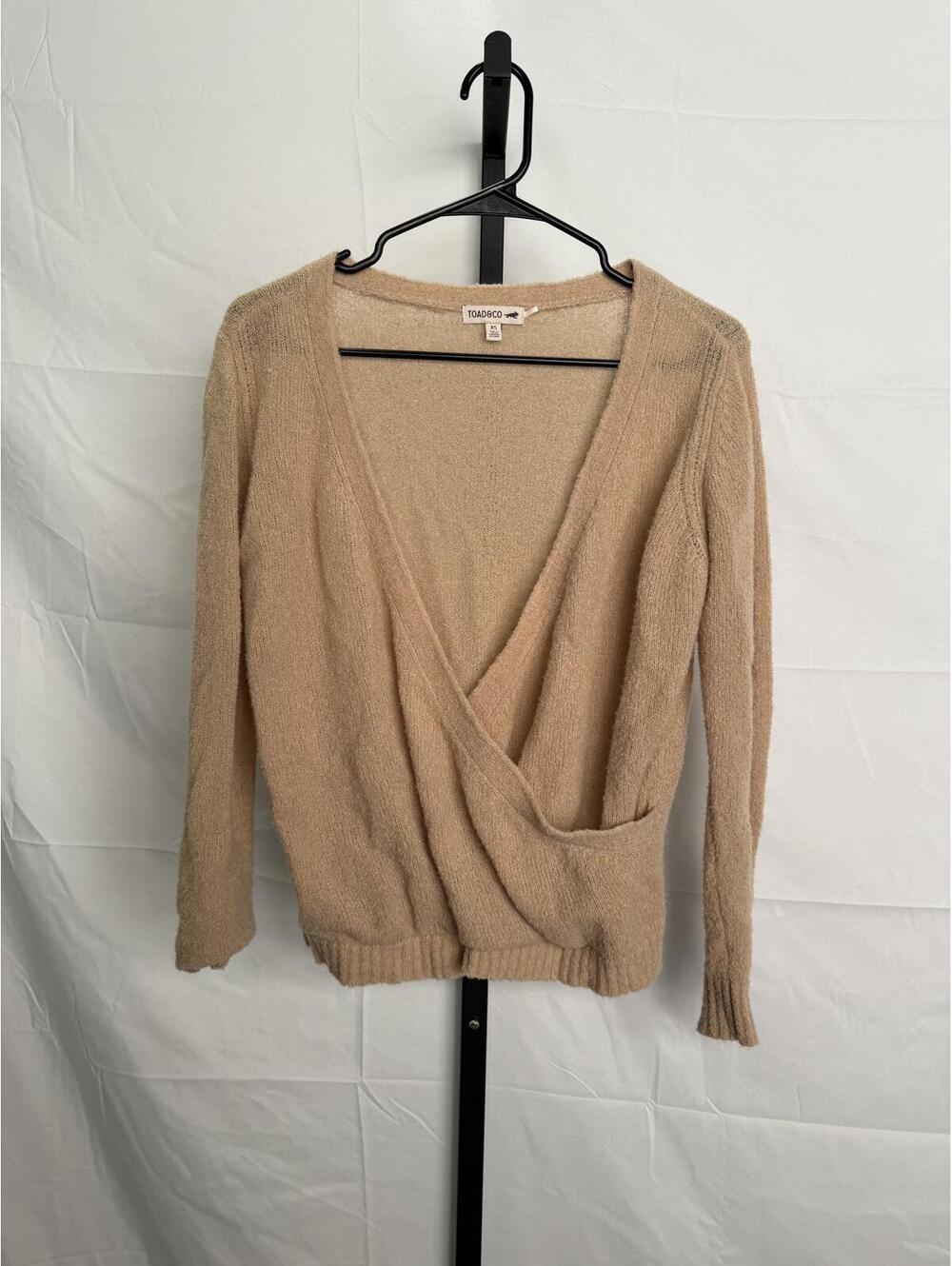 Toad & Co Women's Beige Wrap Sweater XS Wool Blend - Picture 2 of 9